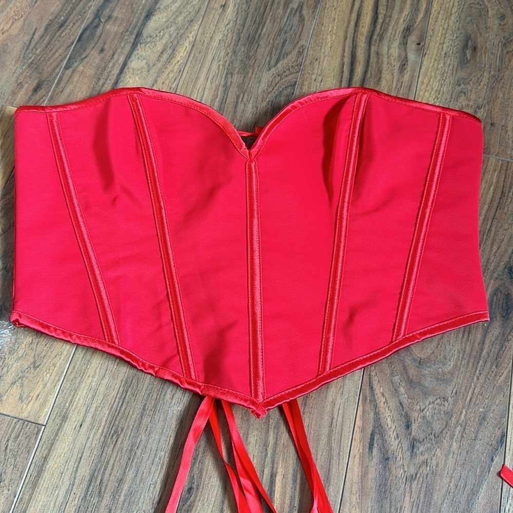 V-Hem Tie Back Corset Tube Top XL